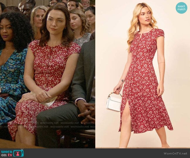 WornOnTV: Cara's red floral button front dress on God Friended Me | Violett  Beane | Clothes and Wardrobe from TV