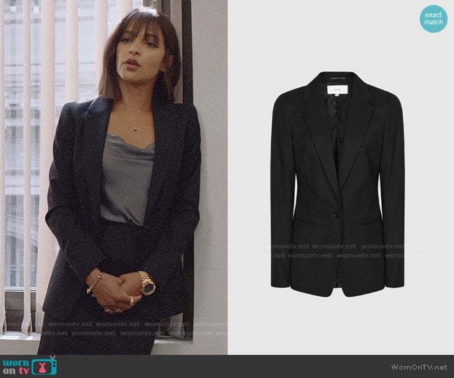 Reiss Hartley Jacket worn by Edie Palmer (Megalyn Echikunwoke) on Almost Family