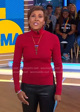 Robin’s red turtleneck sweater on Good Morning America