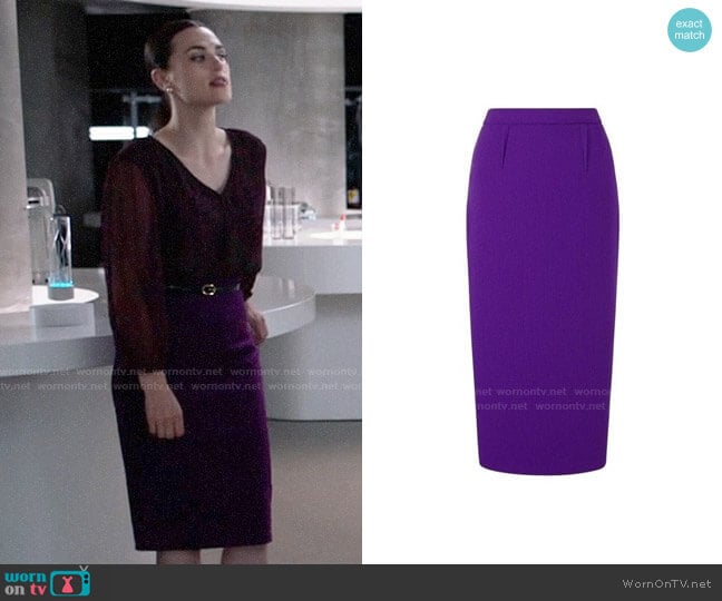 Roland Mouret Arreton Skirt worn by Lena Luthor (Katie McGrath) on Supergirl