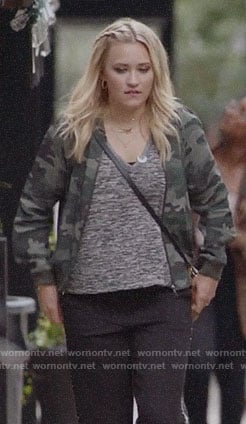 Roxy's camo bomber jacket on Almost Family