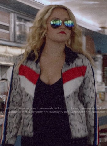 Roxy's snake print track jacket on Almost Family