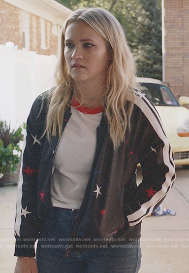 Roxy’s star print jacket on Almost Family