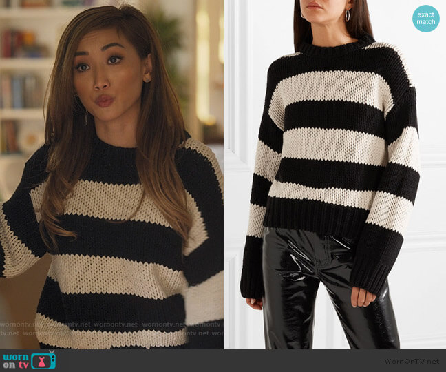 Griffith oversized striped cotton-blend sweater by RTA worn by Madison Maxwell (Brenda Song) on Dollface
