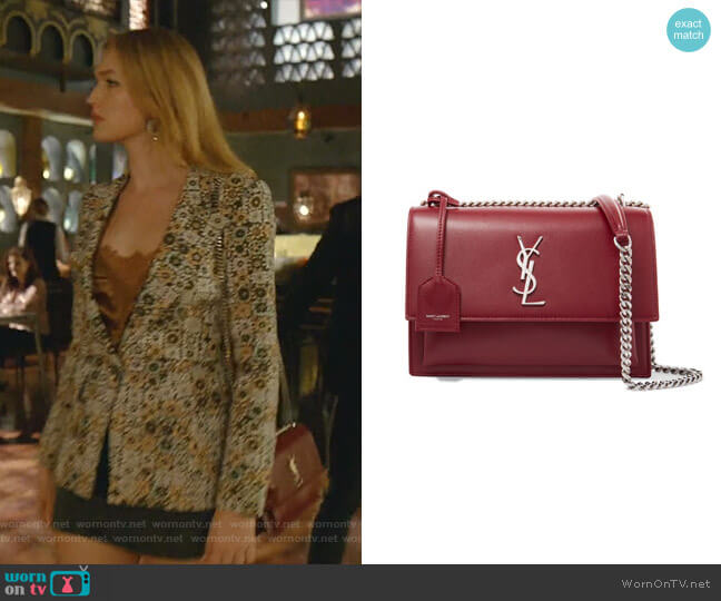 Sunset Medium Leather Shoulder Bag by Saint Laurent worn by Kirby Anders (Maddison Brown) on Dynasty