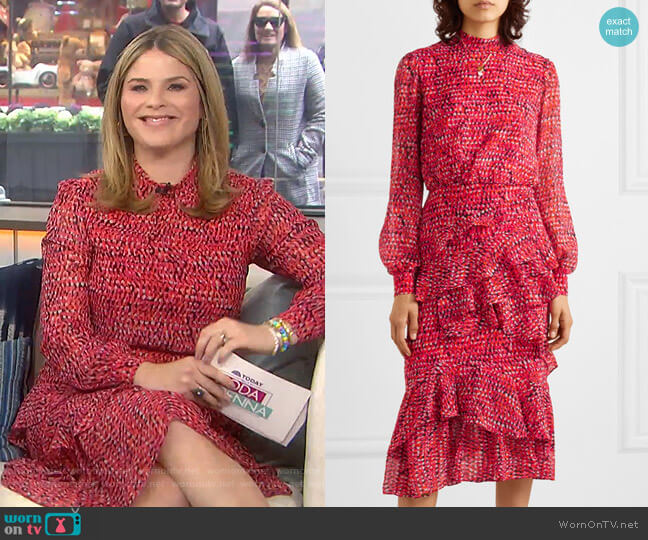 WornOnTV: Jenna’s red printed ruffled dress on Today | Jenna Bush Hager