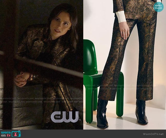 Sandro Goldy Brocade Cropped Pants worn by Abigael Jameson-Caine (Poppy Drayton) on Charmed