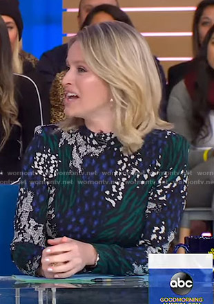 WornOnTV: Sara’s mixed print long sleeve dress on Good Morning America ...