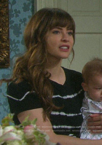 Sarah’s black tie dye tee on Days of our Lives