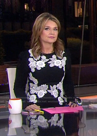 Savannah’s black floral embroidered dress on Today