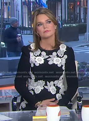 Savannah’s black floral embroidered dress on Today