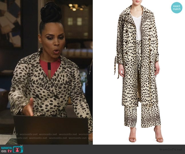 Leo Leopard Double Breasted Trench Coat by Sea worn by Tegan Price (Amirah Vann) on How to Get Away with Murder