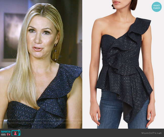 Fil Coupé One-Shoulder Top by Self Portrait worn by Kary Brittingham  on The Real Housewives of Dallas