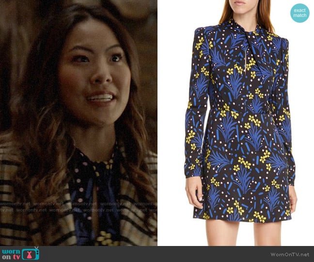 Self Portrait Floral Long Sleeve Jersey Crepe Minidress worn by Mary Hamilton (Nicole Kang) on Batwoman