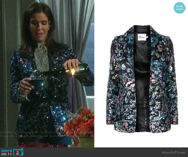 Self Portrait Sequin Blazer worn by Hope Williams (Kristian Alfonso) on Days of our Lives