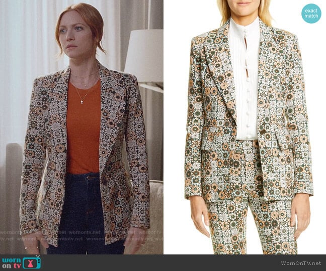 Smythe Lounge Blazer in Graphic Floral worn by Julia Bechley (Brittany Snow) on Almost Family