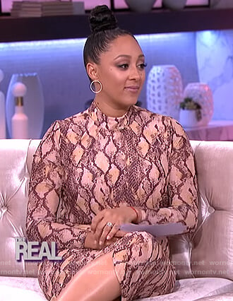 Tamera’s snakeskin print midi dress on The Real