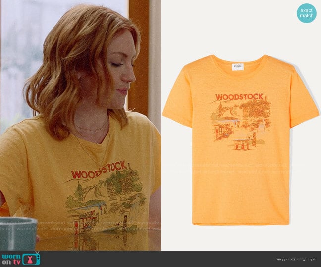 Solid & Striped + Re/Done Woodstock printed cotton T-shirt  worn by Julia Bechley (Brittany Snow) on Almost Family