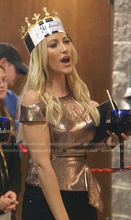 Stephanie’s metallic peplum top on The Real Housewives of Dallas