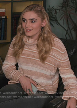 Taylor’s beige stripe turtleneck sweater on American Housewife