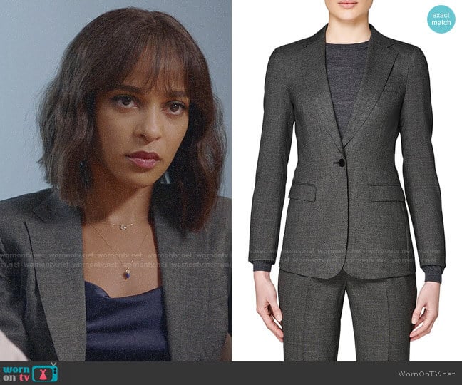 WornOnTV: Edie’s grey suit and navy cami on Almost Family | Megalyn ...