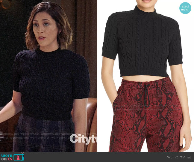 alexanderwang.t Cable Knit Crop Top worn by Sydney Strait (Caitlin McGee) on Bluff City Law