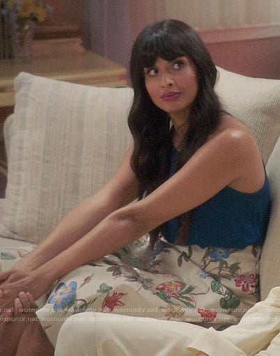 Tahani's floral skirt on The Good Place