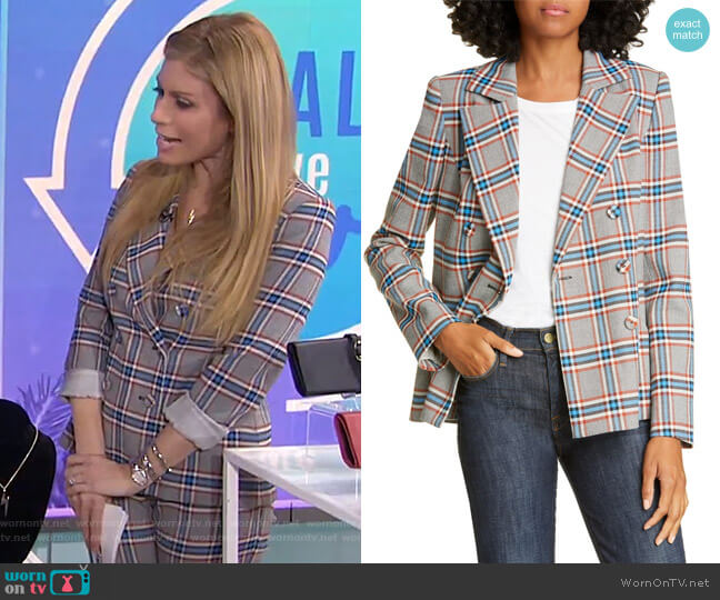 Melena Plaid Double Breasted Jacket by Tanya Taylor worn by Jill Martin  on Today