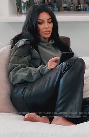 Kim’s teal hoodie on Keeping Up with the Kardashians