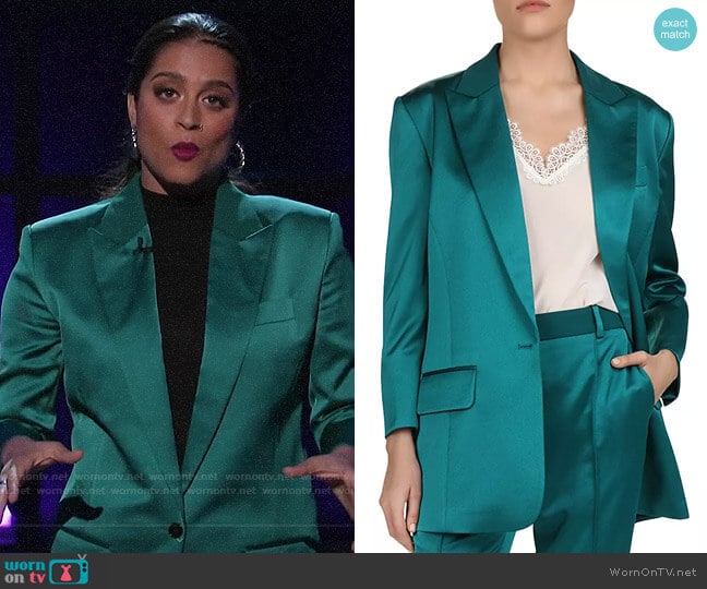 The Kooples Satin Blazer worn by Lilly Singh on A Little Late with Lilly Singh