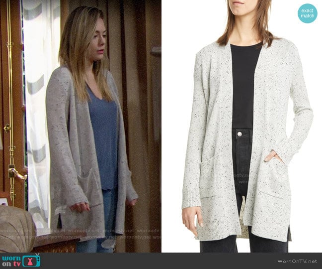 Theory Donegal Open Front Cashmere Cardigan worn by Hope Logan (Annika Noelle) on The Bold and the Beautiful