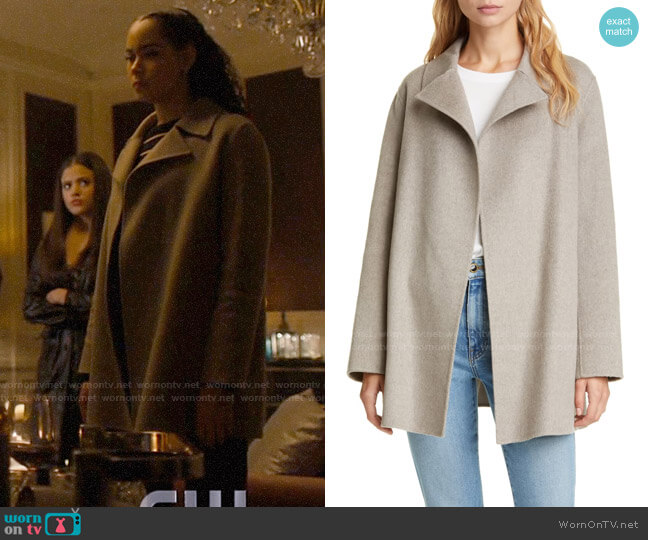 Theory Wool & Cashmere Overlay Coat worn by Macy Vaughn (Madeleine Mantock) on Charmed