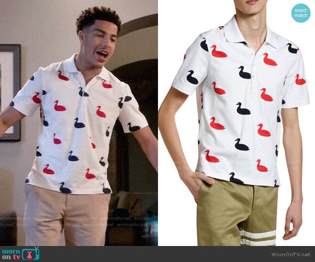 Thom Browne Duck Print Polo Shirt worn by Andre Johnson Jr (Marcus Scribner) on Black-ish