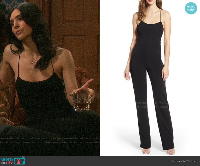 Tiger Mist Blanche Strappy Back Crepe Jumpsuit worn by Gabi Hernandez (Camila Banus) on Days of our Lives