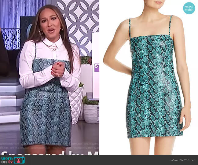 Viper Snakeskin-Print Faux Leather Mini Dress by Tiger Mist worn by Adrienne Houghton  on The Real