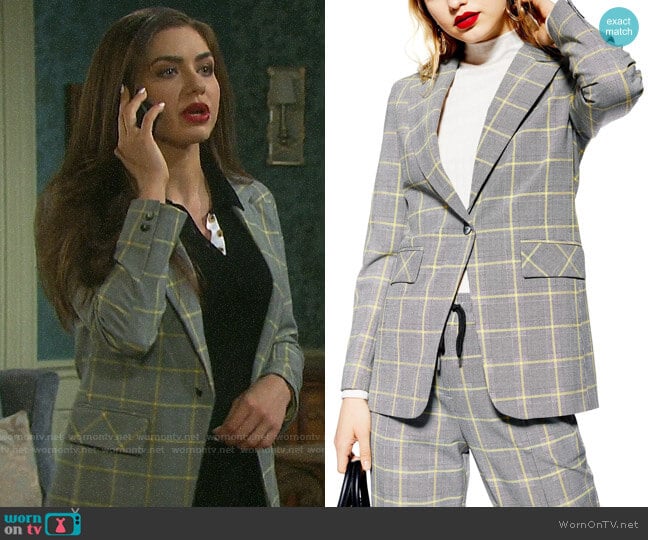 Topshop Windowpane Check Suit Jacket worn by Ciara Brady (Victoria Konefal) on Days of our Lives