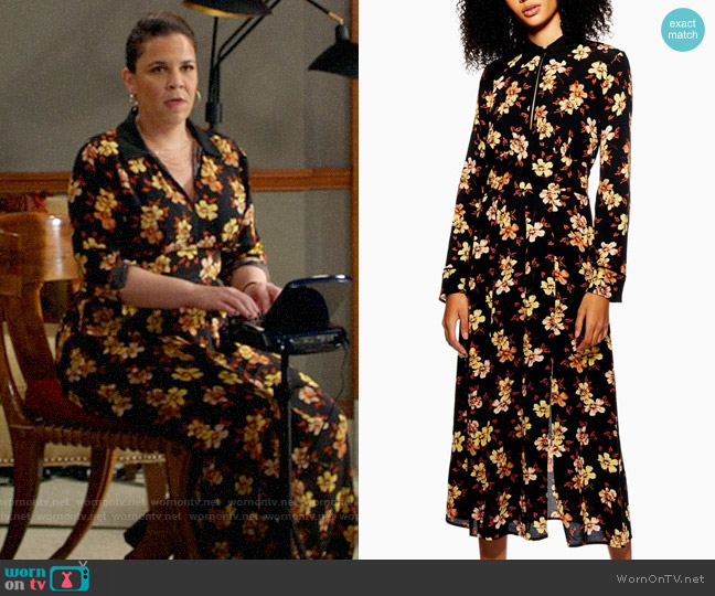 Topshop Autumn Floral Midi Dress worn by Sara Castillo (Lindsay Mendez) on All Rise