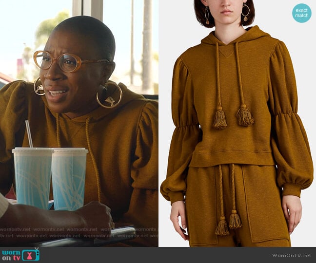 Sacha Puff-Sleeve Crop Hoodie by Ulla Johnson worn by Henrietta Wilson (Aisha Hinds) on 9-1-1