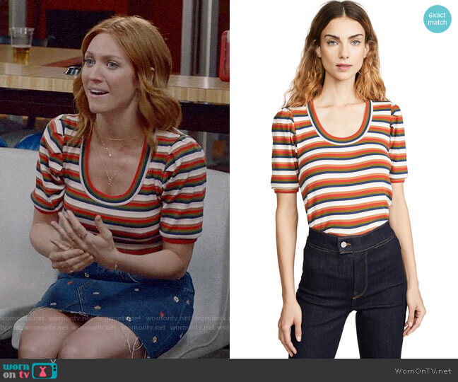 Veronica Beard Fleta Top in Army Multi worn by Julia Bechley (Brittany Snow) on Almost Family