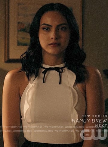 Veronica's black and white scalloped dress on Riverdale