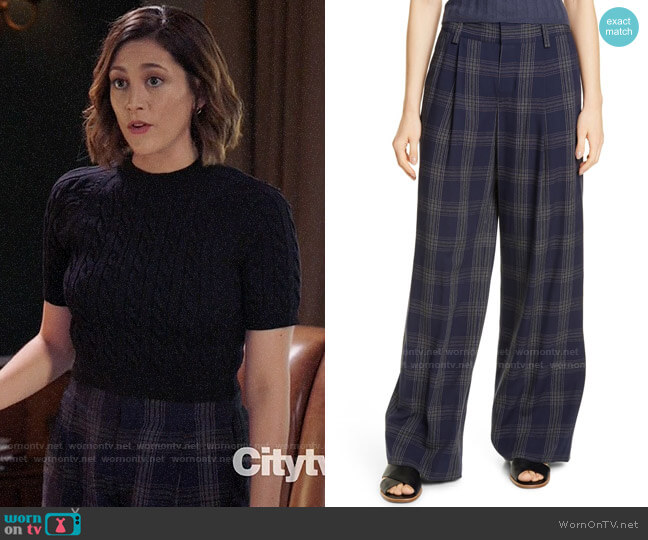 Vince Plaid Wide Leg Pants worn by Sydney Strait (Caitlin McGee) on Bluff City Law