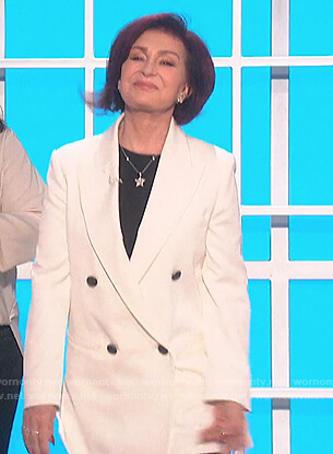 Sharon’s white double breasted blazer on The Talk