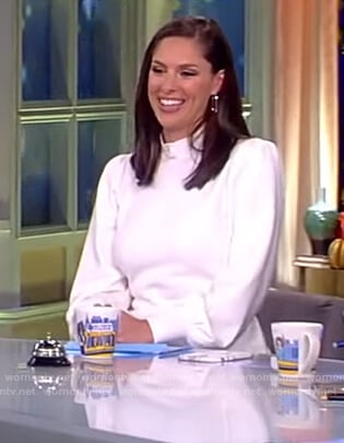 Abby's white puff sleeve top on The View