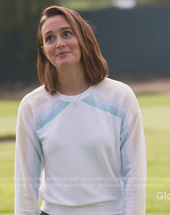 Angie's white striped sweatshirt on Single Parents