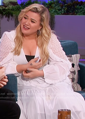 Kelly’s white tassel tie dress on The Kelly Clarkson Show
