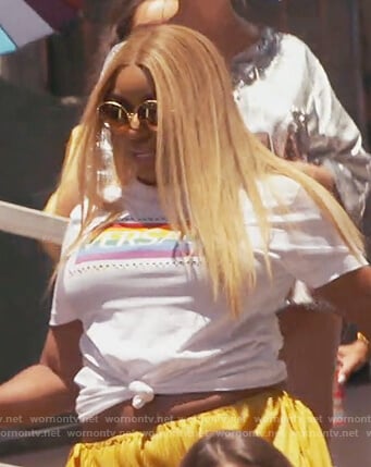 Nene’s rainbow Versace tee on The Real Housewives of Atlanta