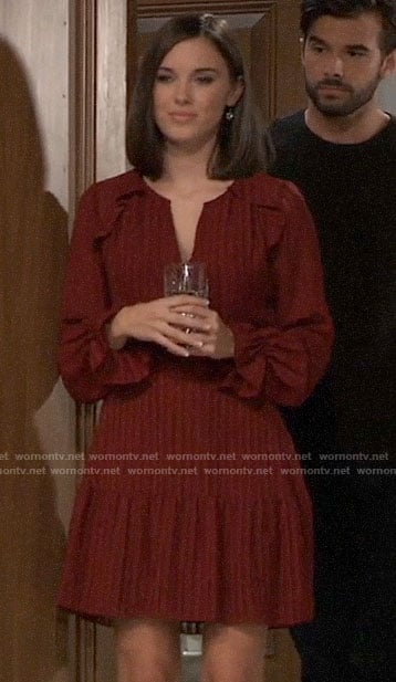 Willow’s red long sleeved dress on General Hospital