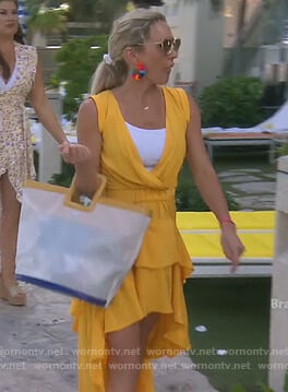 Braunwyn's yellow ruffle hi lo dress on The Real Housewives of Orange County