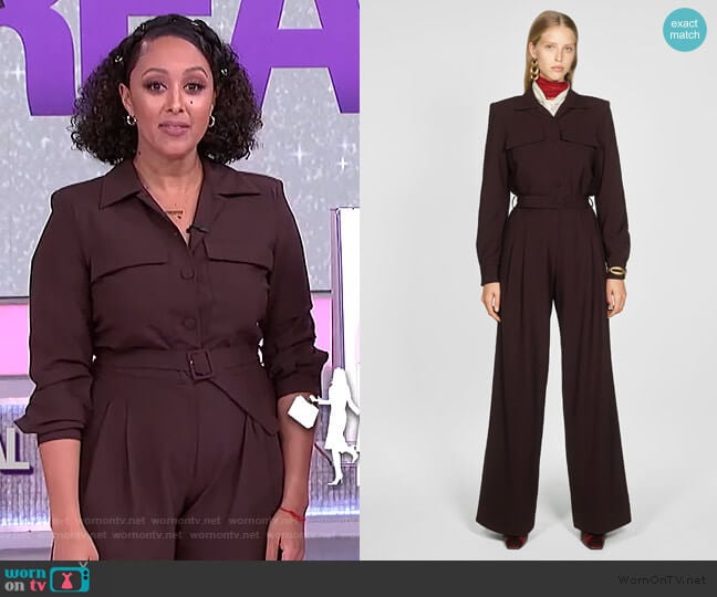 Jumpsuit with Pockets by Zara worn by Tamera Mowry on The Real