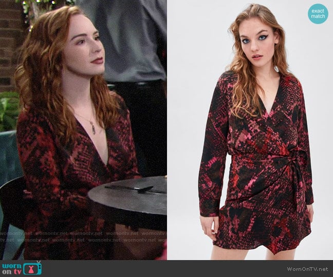 Zara Snakeskin Print Dress worn by Mariah Copeland (Camryn Grimes) on The Young and the Restless